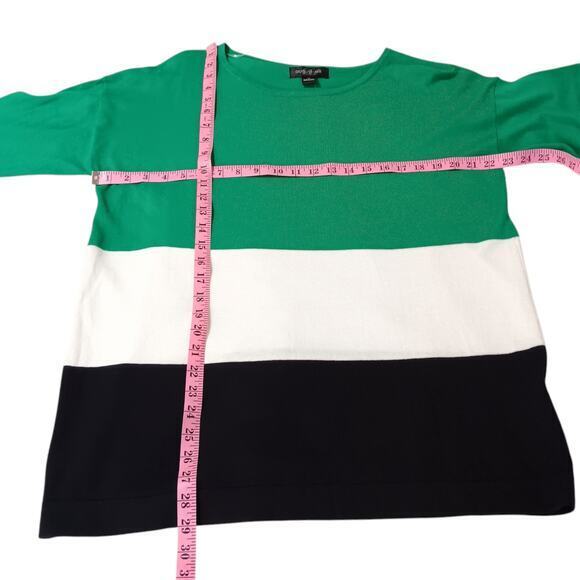 NEW AUGUST SILK Lightweight Sweater Top Cotton Blend Size XL Colorblock Green‎ - Picture 4 of 9